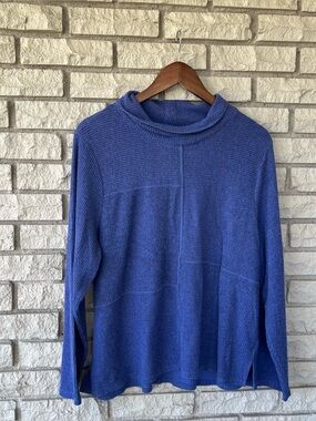 Habitat Periwinkle Blue Ribbed Mock Neck Blouse Size XL
